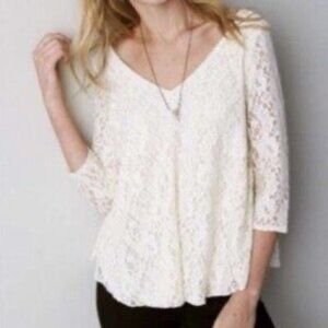 American eagle lace double v-neck blouse